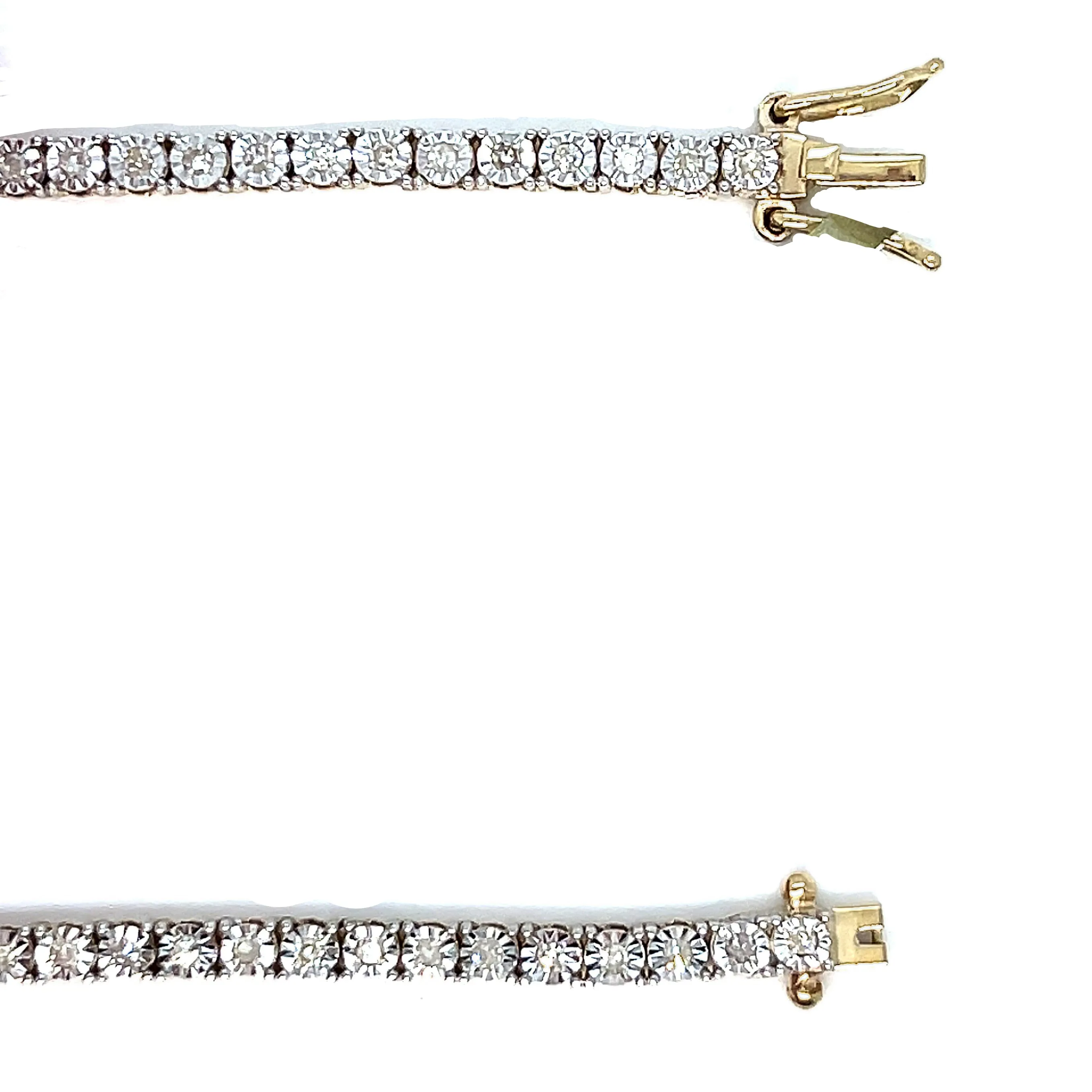 10K Gold Elegant Tennis Hearts Natural Diamonds 18" Necklace - SLNCH0025