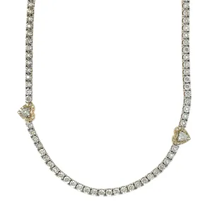 10K Gold Elegant Tennis Hearts Natural Diamonds 18" Necklace - SLNCH0025