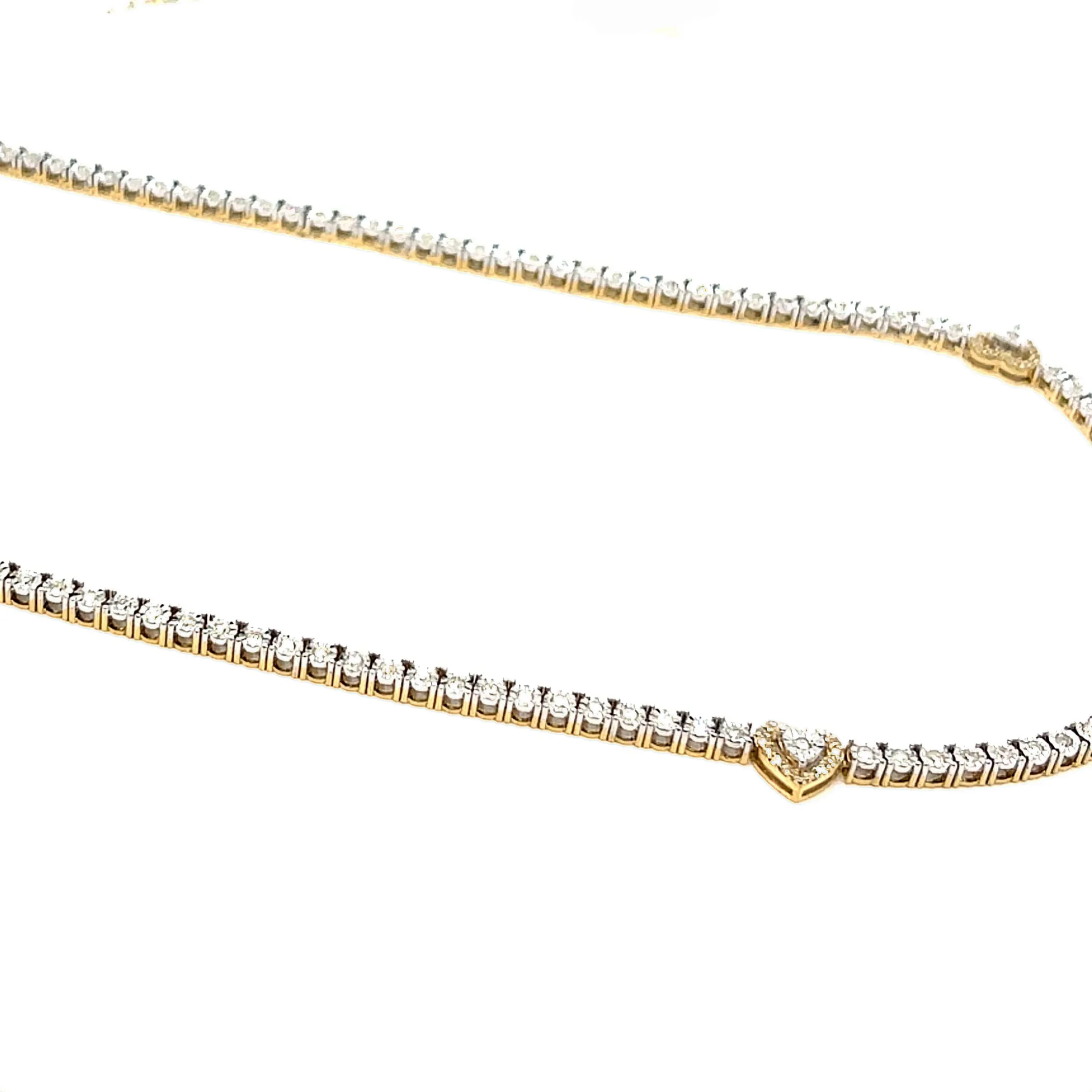 10K Gold Elegant Tennis Hearts Natural Diamonds 18" Necklace - SLNCH0025