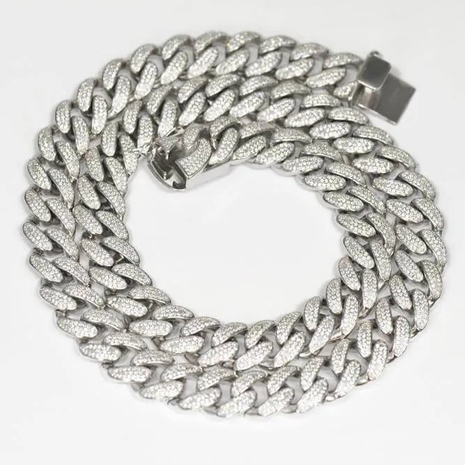 14MM Silver CZ Cuban Link Chain