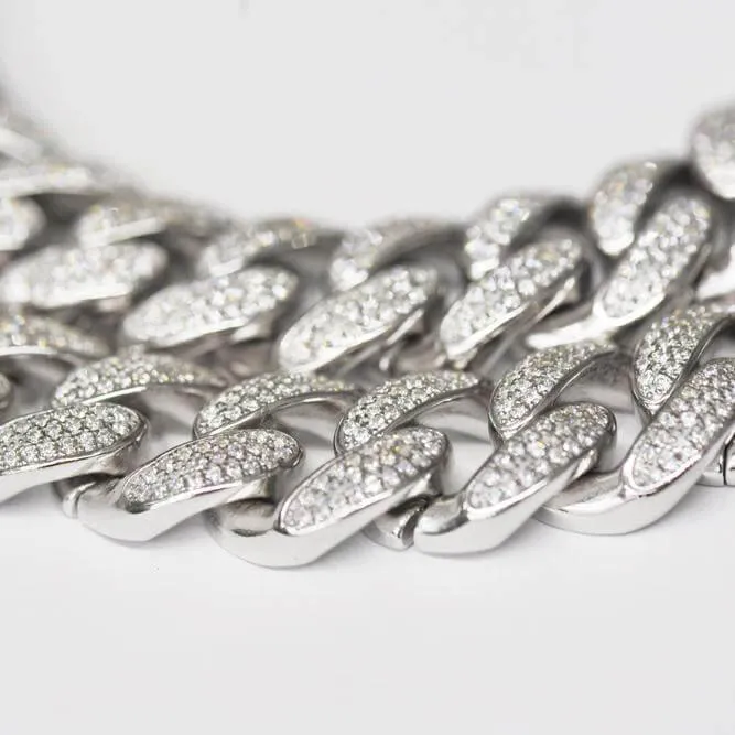 14MM Silver CZ Cuban Link Chain