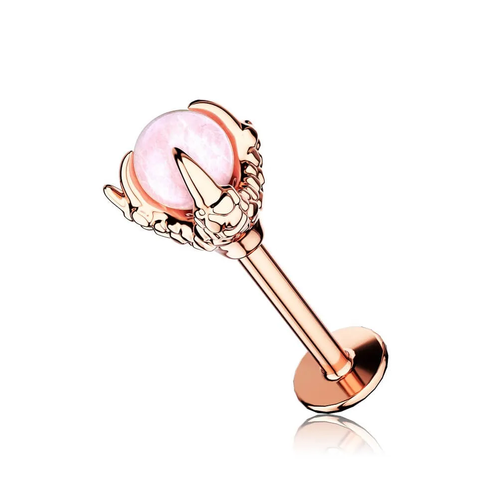 16G Labret Ring Opalite Three Dragon Claws Lip Stud