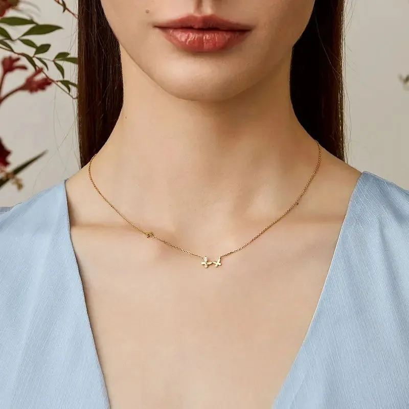 18K Gold Butterfly Elegant Diamond Necklace