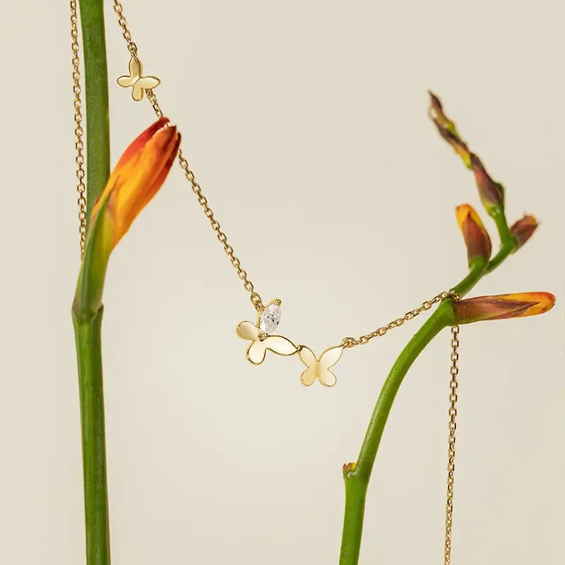 18K Gold Butterfly Elegant Diamond Necklace