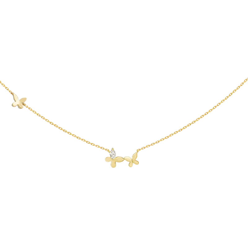 18K Gold Butterfly Elegant Diamond Necklace