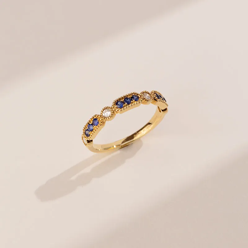 18K Gold Diamonds Sapphire Eternal Elegant Ring