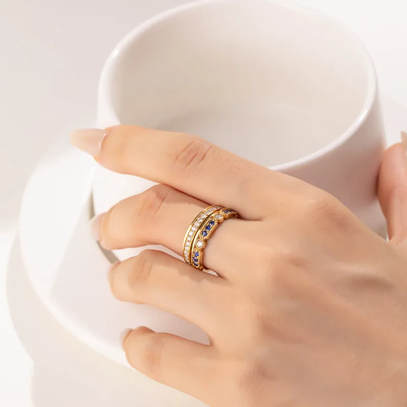 18K Gold Diamonds Sapphire Eternal Elegant Ring