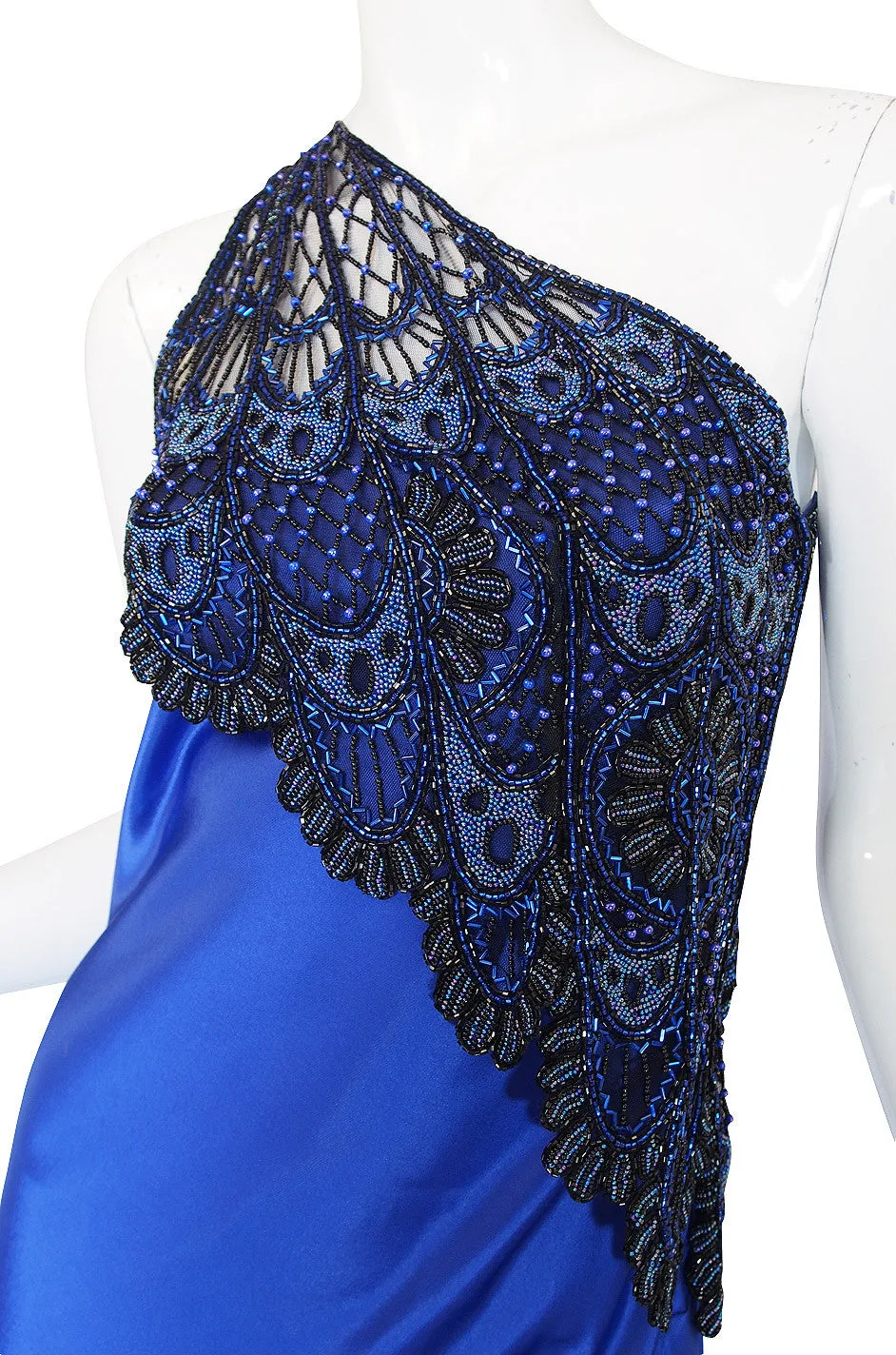 1970s Beaded Bob Mackie One Shoulder Gown