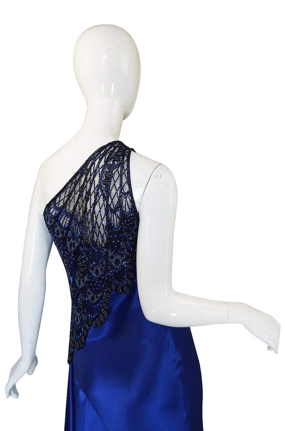 1970s Beaded Bob Mackie One Shoulder Gown