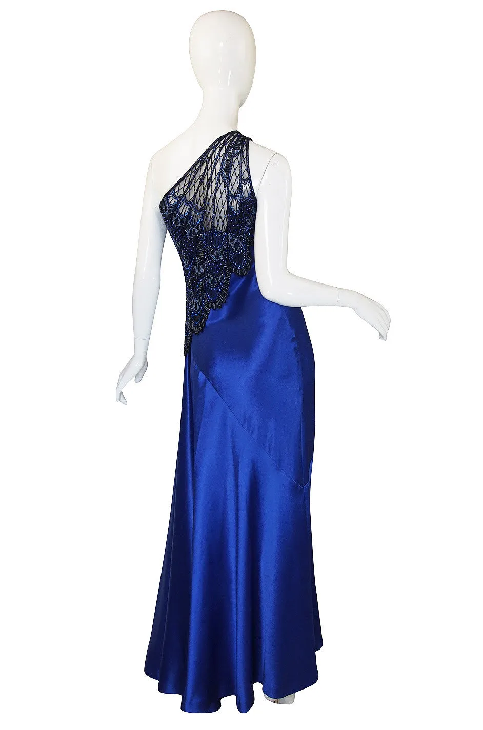 1970s Beaded Bob Mackie One Shoulder Gown