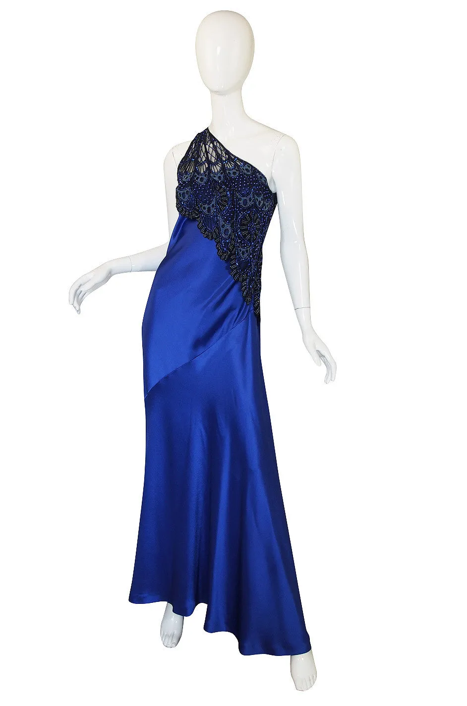 1970s Beaded Bob Mackie One Shoulder Gown