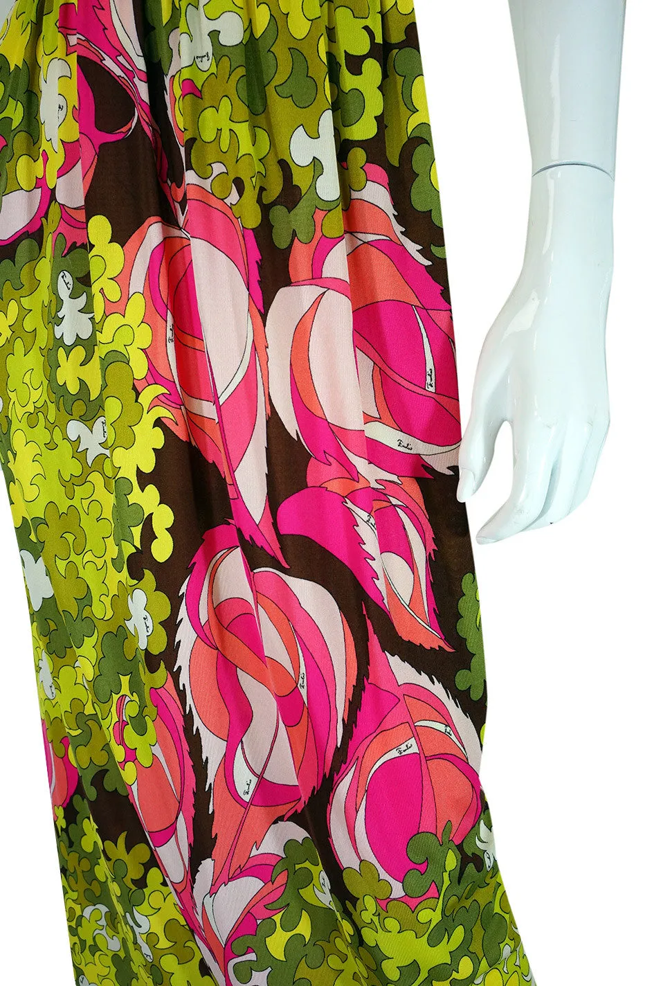 1970s Emilio Pucci Pink Pop Maxi Dress