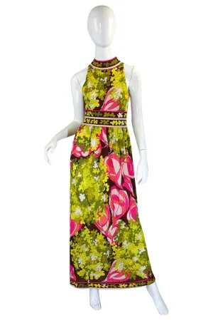 1970s Emilio Pucci Pink Pop Maxi Dress