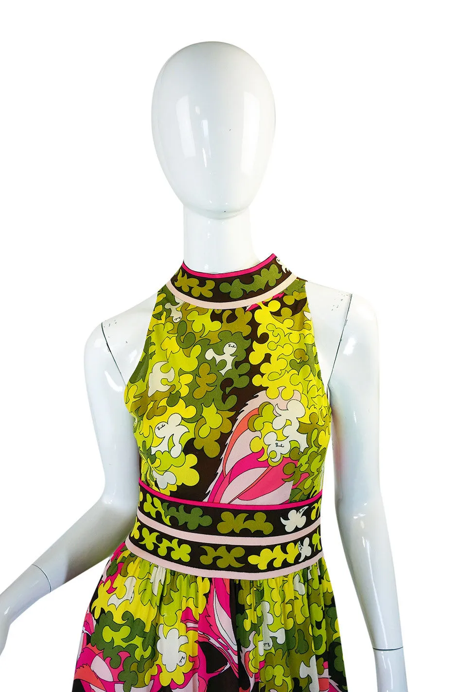 1970s Emilio Pucci Pink Pop Maxi Dress