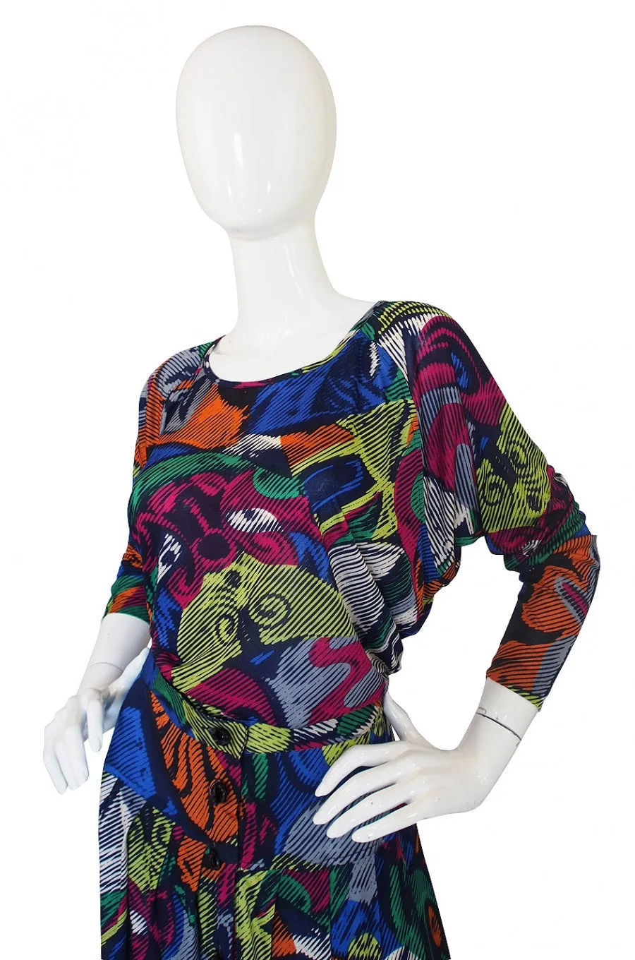 1970s Fluid Silk Missoni Print Skirt & Top