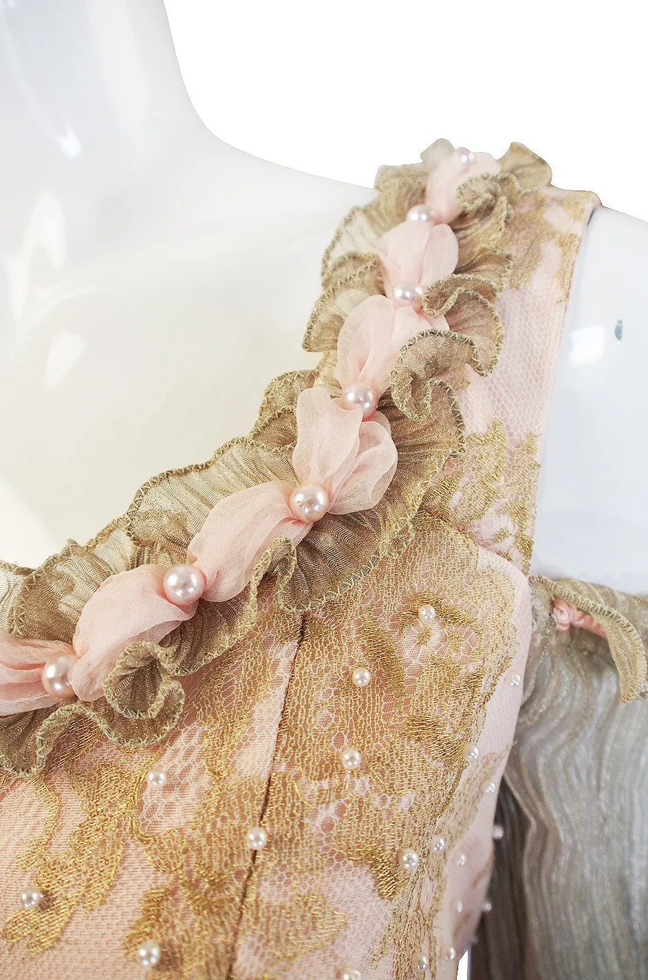 1970s Zandra Rhodes Hand Painted Silk Gown