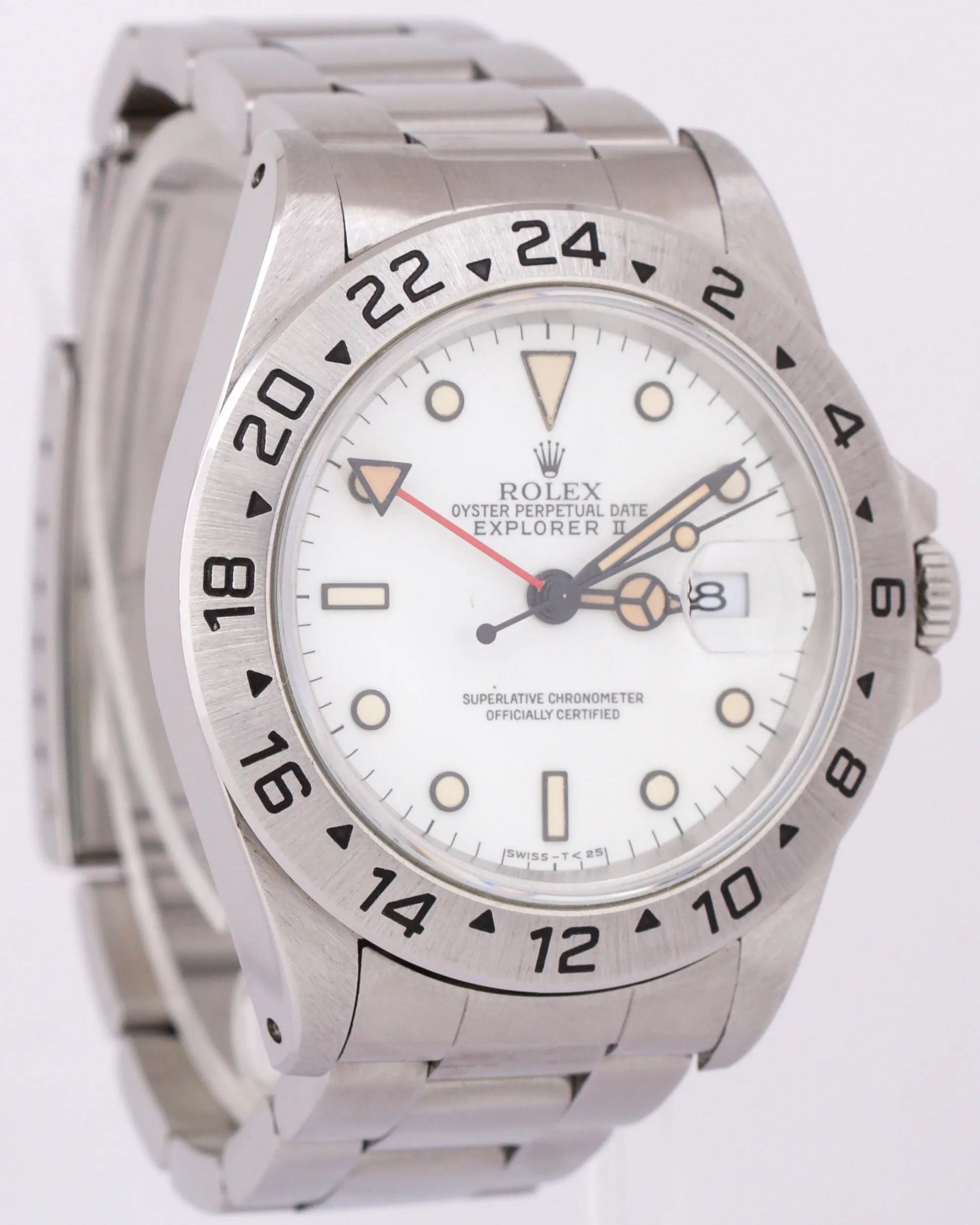 1996 PERFECT PATINA Rolex Explorer II White 40mm Stainless Oyster Watch 16570