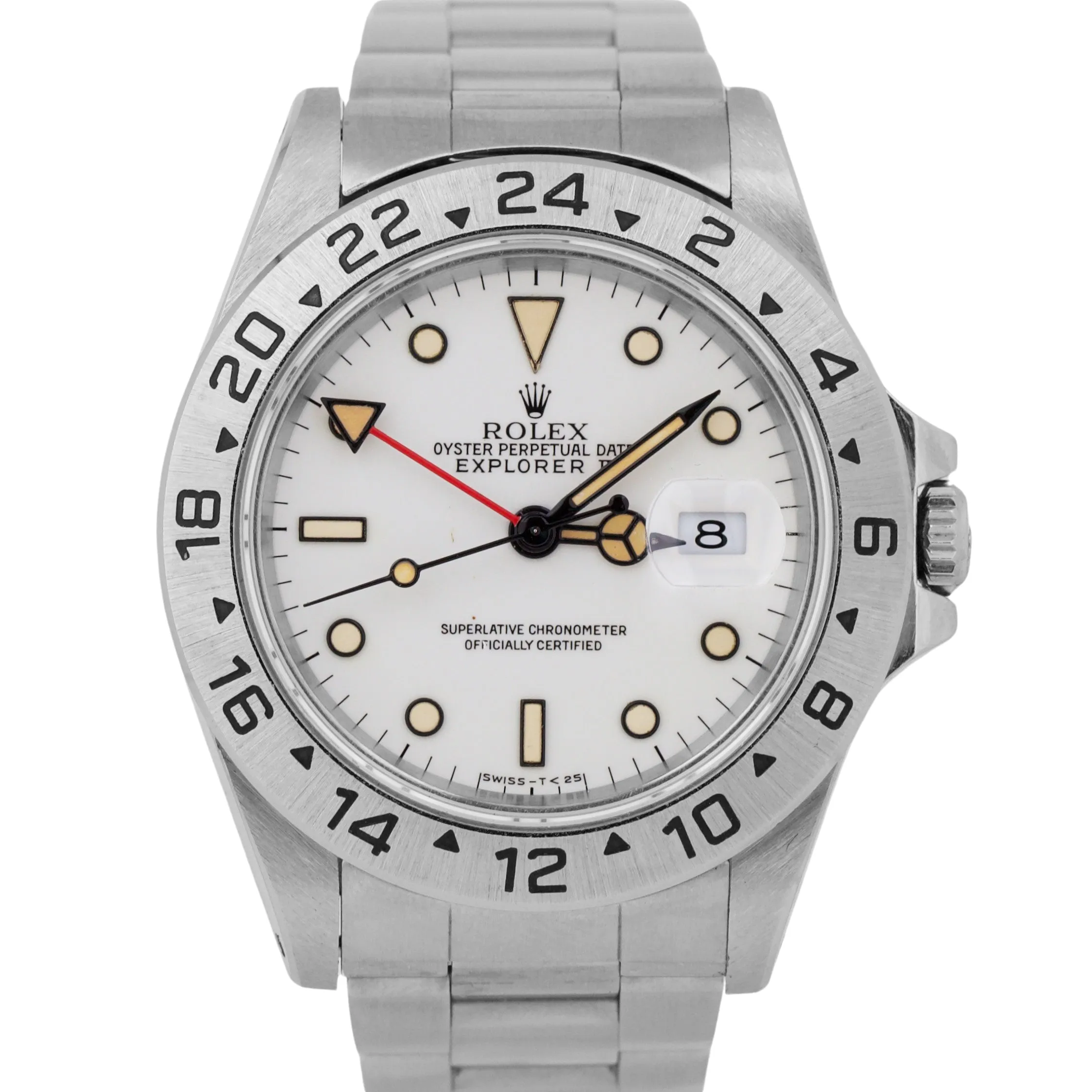 1996 PERFECT PATINA Rolex Explorer II White 40mm Stainless Oyster Watch 16570