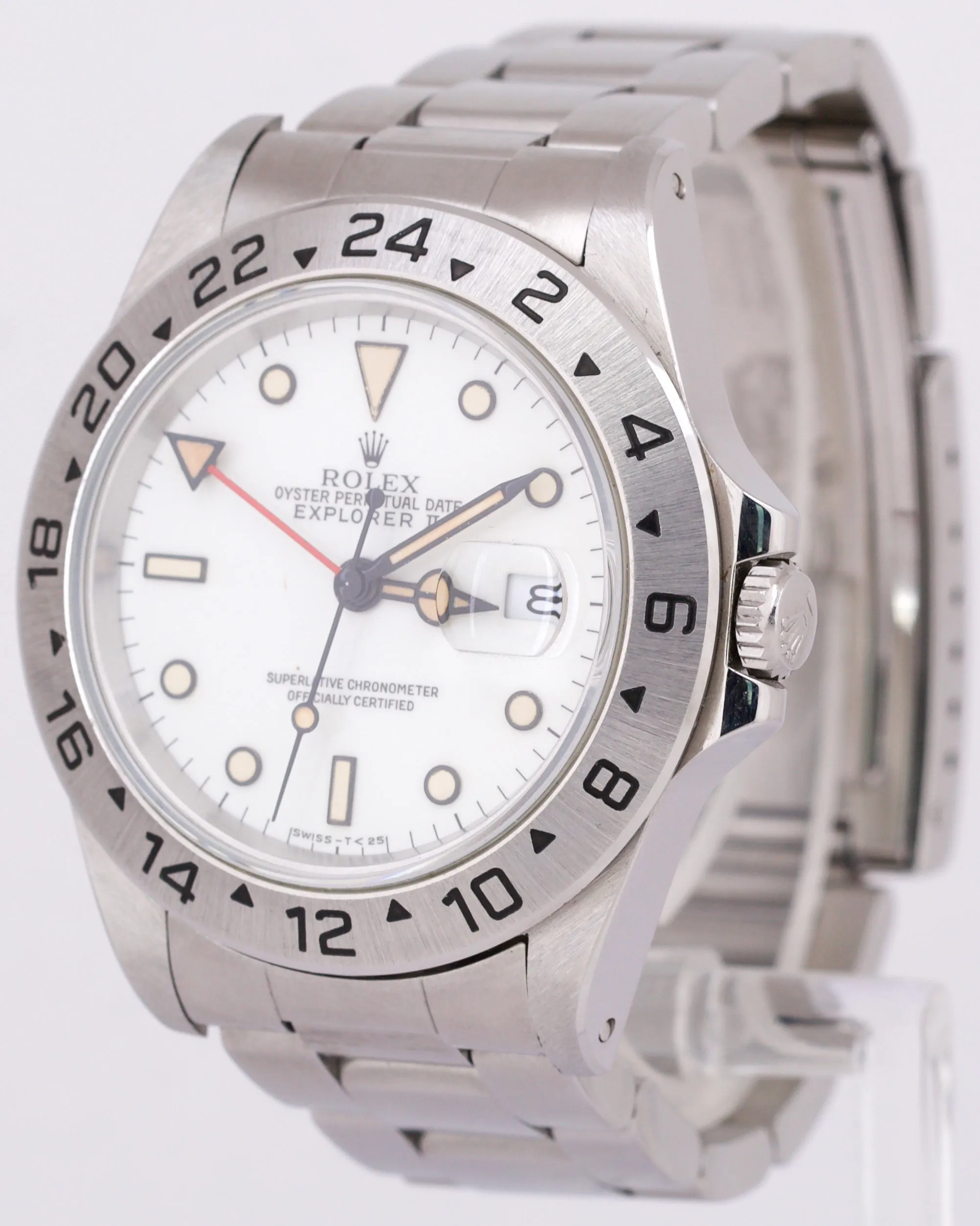 1996 PERFECT PATINA Rolex Explorer II White 40mm Stainless Oyster Watch 16570