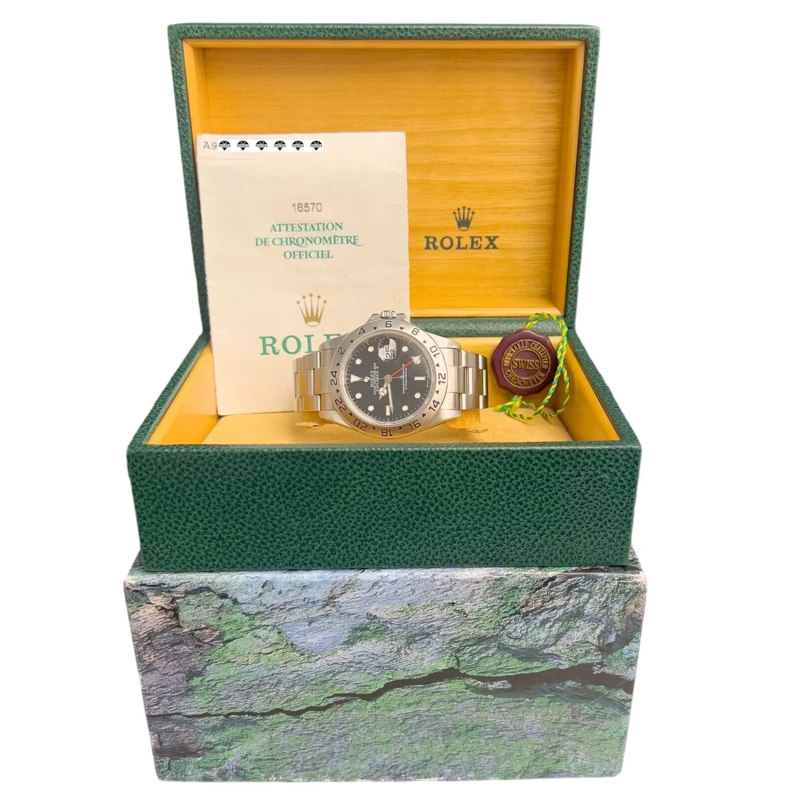 1999 Rolex Explorer II Black Stainless Steel 40mm Watch 16570 BOX   PAPERS