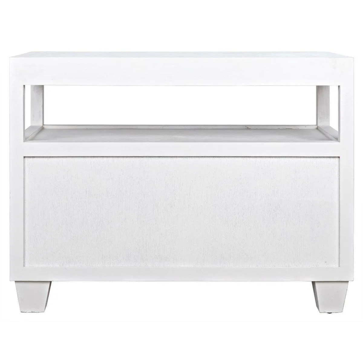 2-Drawer Side Table with Sliding Tray, White Wash