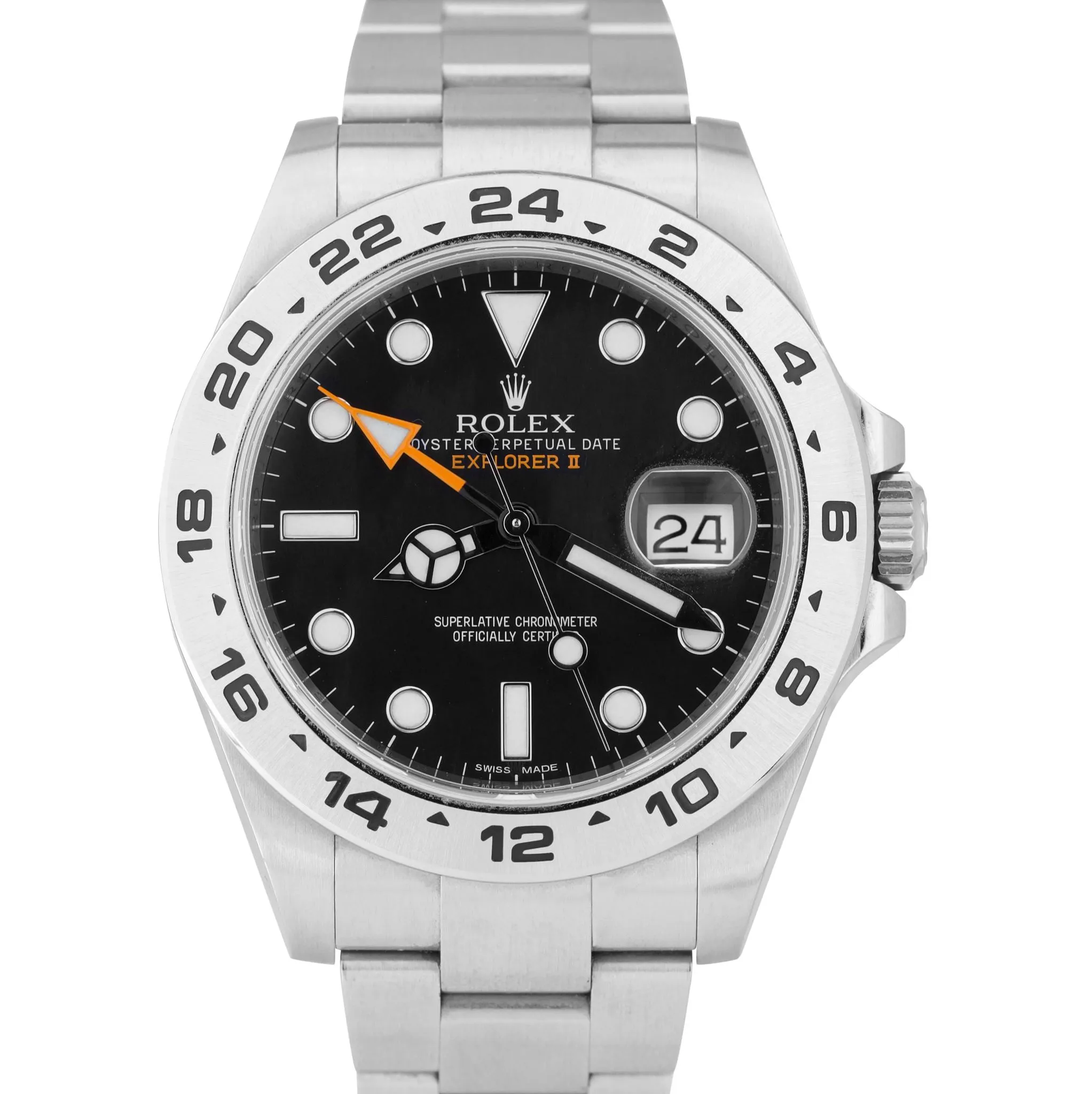 2018 UNPOLISHED Rolex Explorer II 42mm Black Orange GMT Date Steel Watch 216570