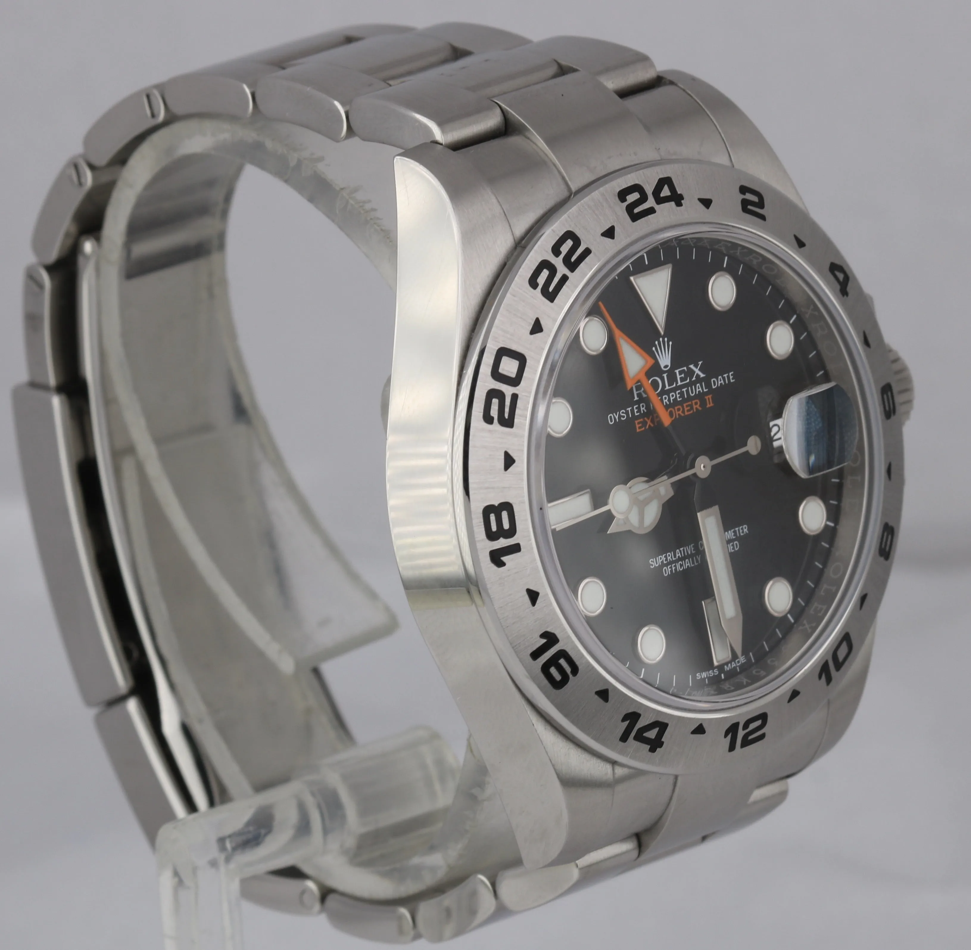 2018 UNPOLISHED Rolex Explorer II 42mm Black Orange GMT Date Steel Watch 216570