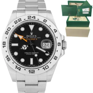 2018 UNPOLISHED Rolex Explorer II 42mm Black Orange GMT Date Steel Watch 216570