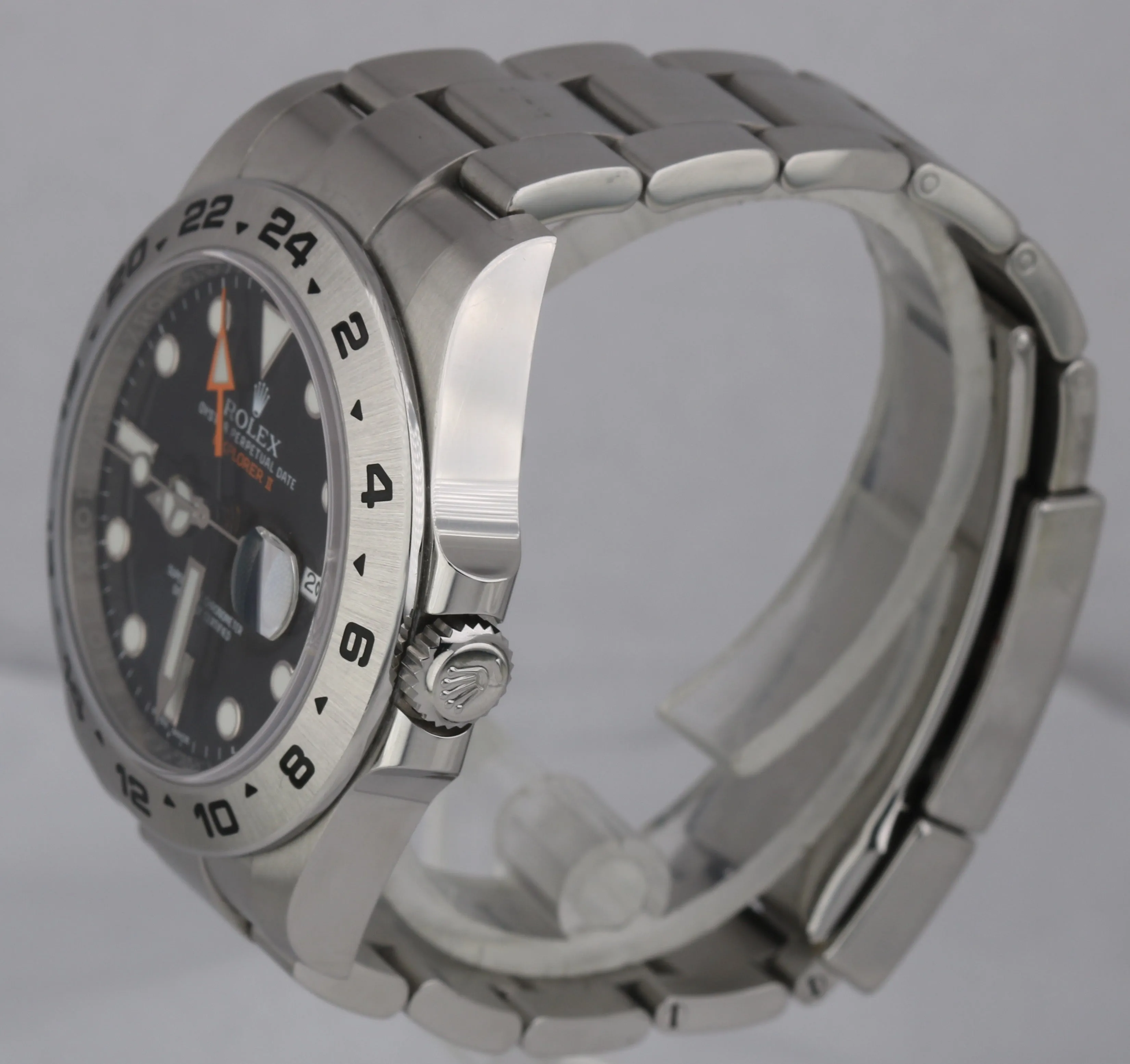 2018 UNPOLISHED Rolex Explorer II 42mm Black Orange GMT Date Steel Watch 216570