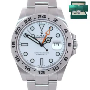 2021 PAPERS Rolex Explorer II 42mm 216570 White Steel Date Watch Box