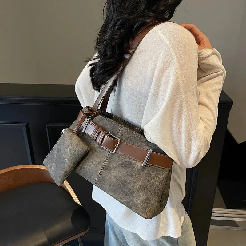 2025 Winter Y2K Trend Women's Small PU Leather Shoulder Bag – Fashionable Underarm Handbag & Purse for Women
