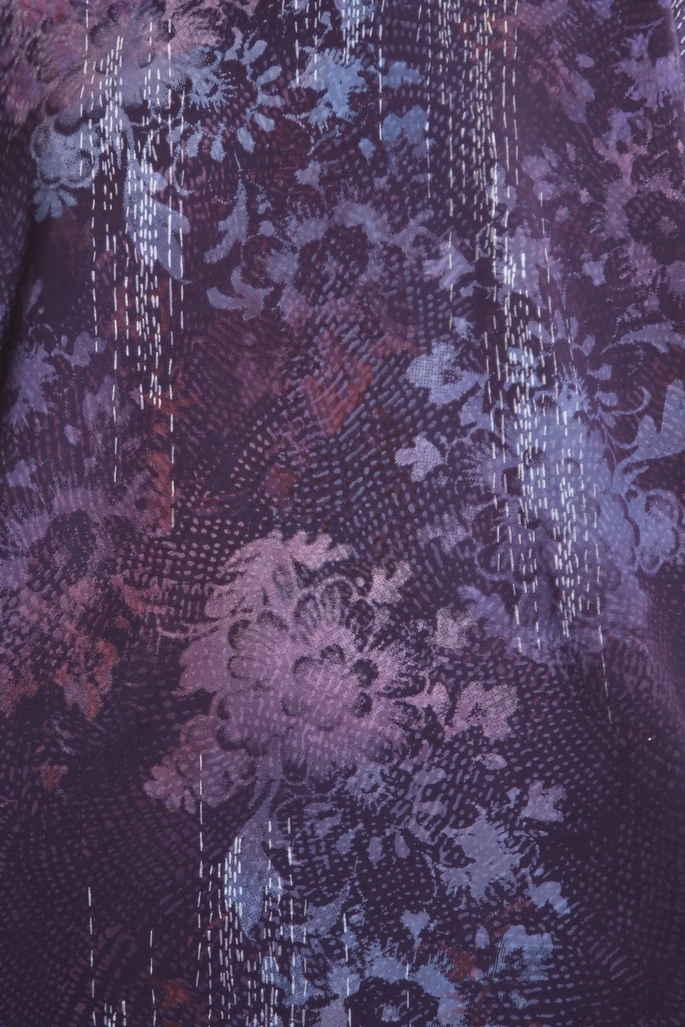 2210  Cozy Fleece Square Sweatshirt Printed Royal Purple Antique Floral