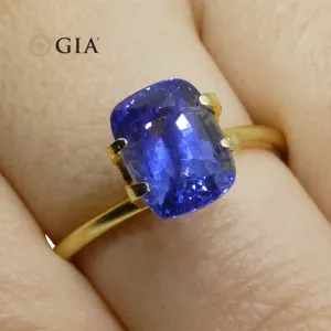 3.36ct Cushion Blue Sapphire GIA Certified Sri Lanka