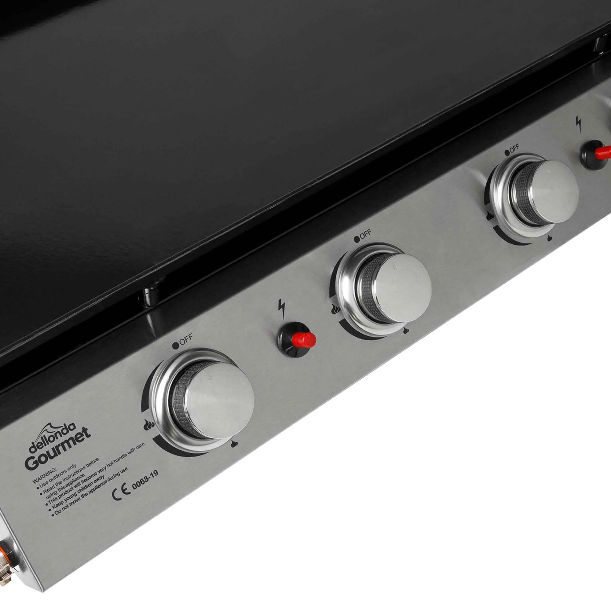 4 Burner Portable Gas Plancha 10kW BBQ Griddle with Cover, Stainless Steel - DG234