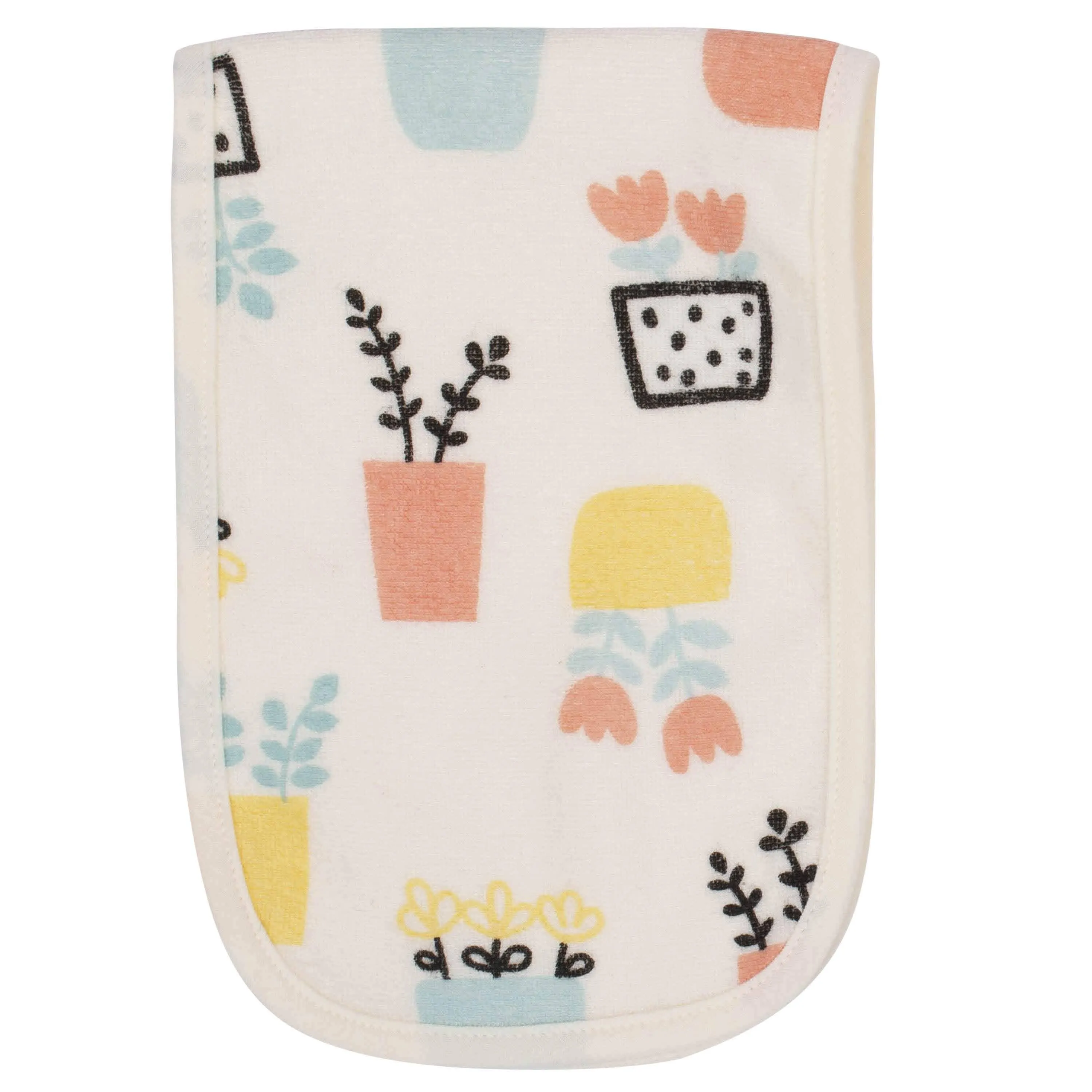 4-Pack Baby Girls Comfy Stretch Flower Pot Burp Cloths