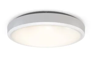 4lite Indoor Or Outdoor Round IP54 Wall/Celling LED Light 18w 1847lm White Bezel Switchable Warm White Cool White