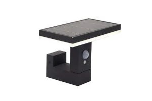 4lite Outdoor LED Rectangular Solar Wall Light with PIR Sensor IP54 230lm Die-Cast Aluminium Graphite Cool White