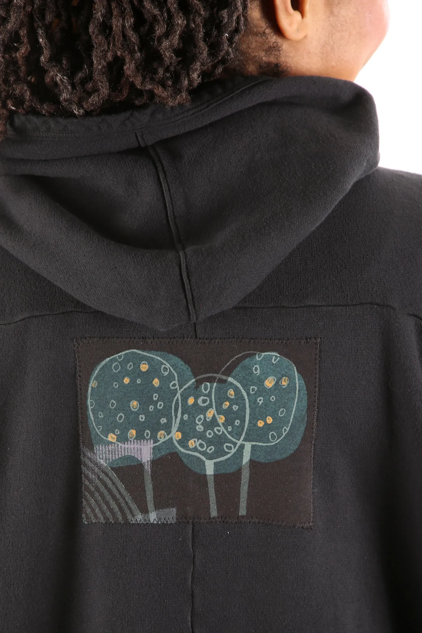 5258 Black Sherpa Hooded Cape -Black-Patched #15