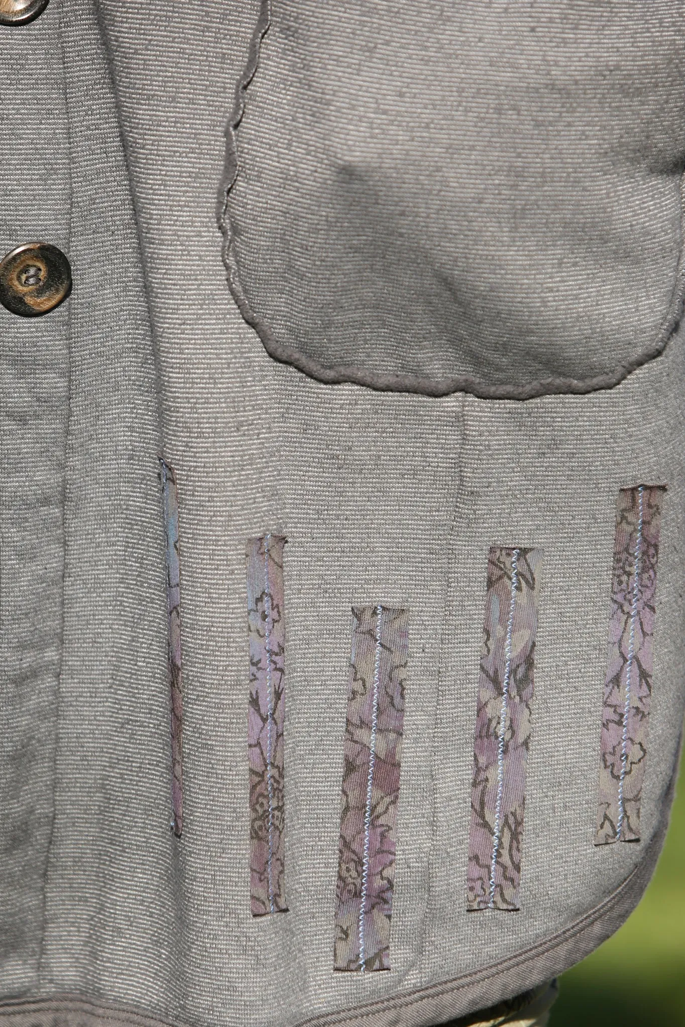 5258B-Raw Edge Hooded Cape - Charcoal-Patched