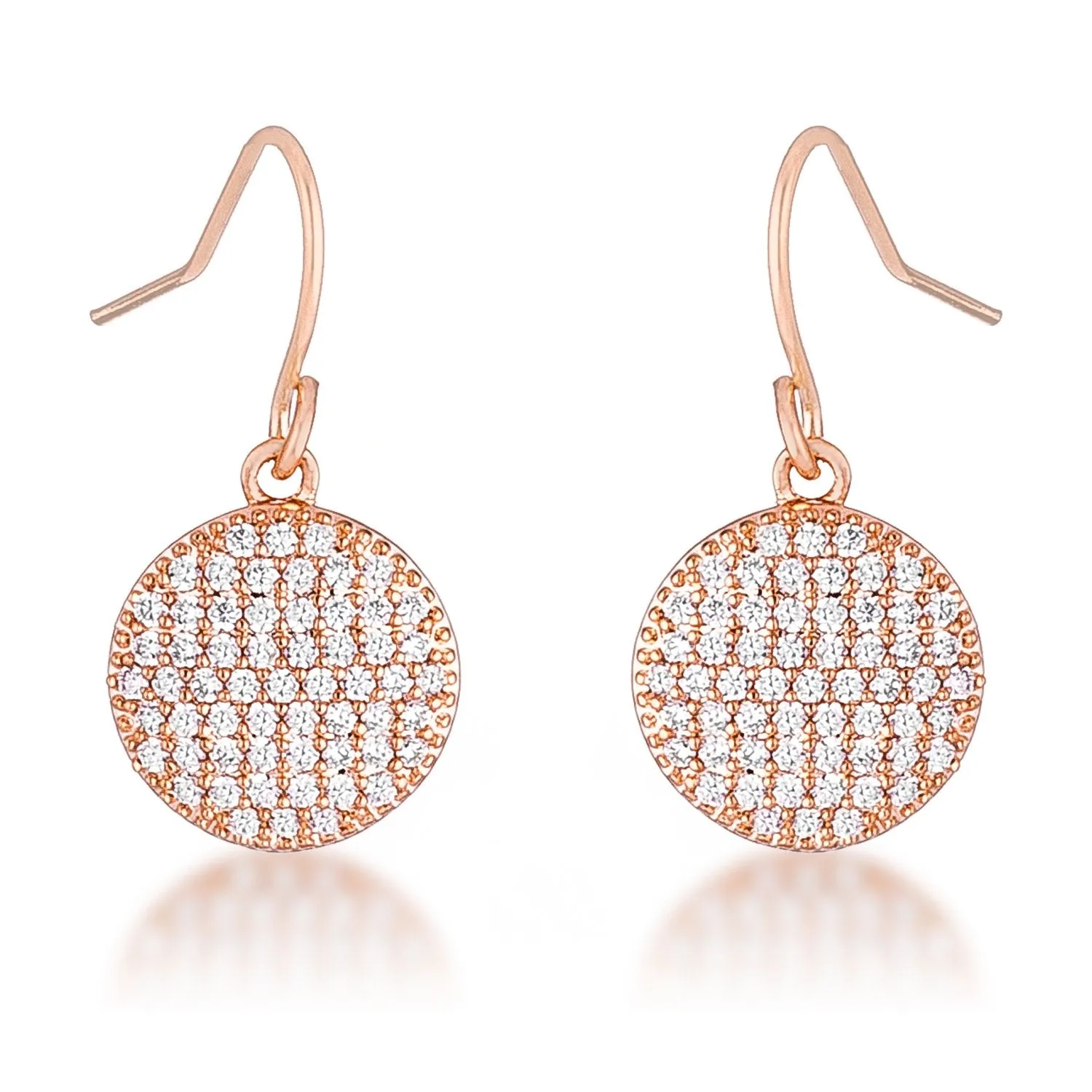 .6 Ct Elegant CZ Rose Gold Plated Disk Earrings
