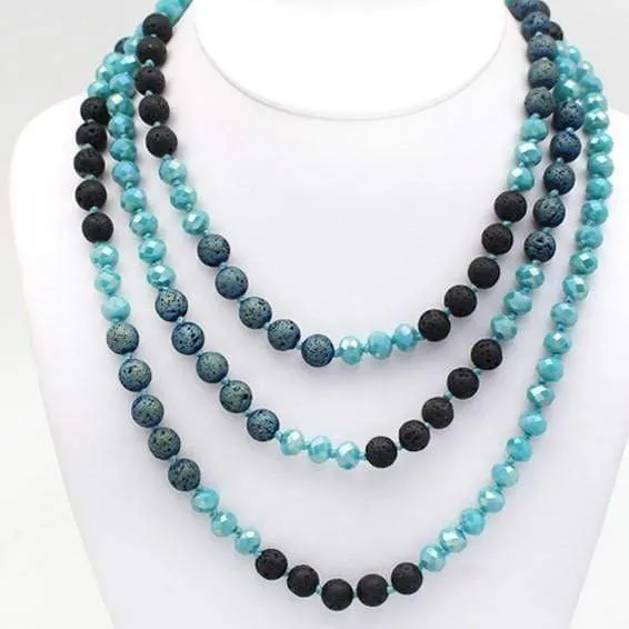 60" Crystal & Lava Bead Necklaces