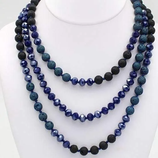 60" Crystal & Lava Bead Necklaces