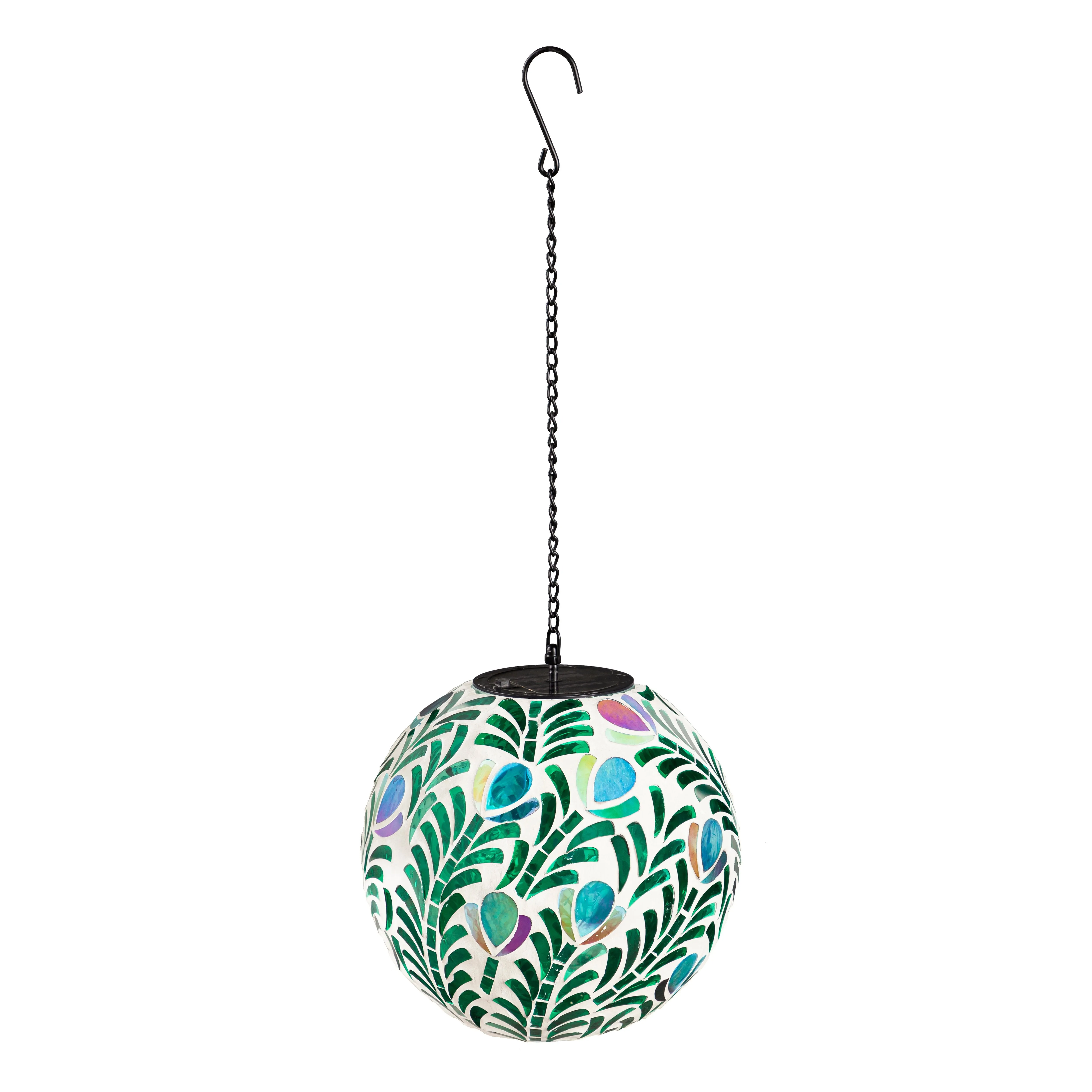 8" Solar Hanging Mosaic Gazing Ball, Peacock,2sp7201ecm
