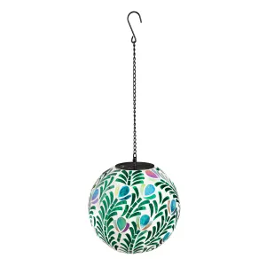 8" Solar Hanging Mosaic Gazing Ball, Peacock,2sp7201ecm