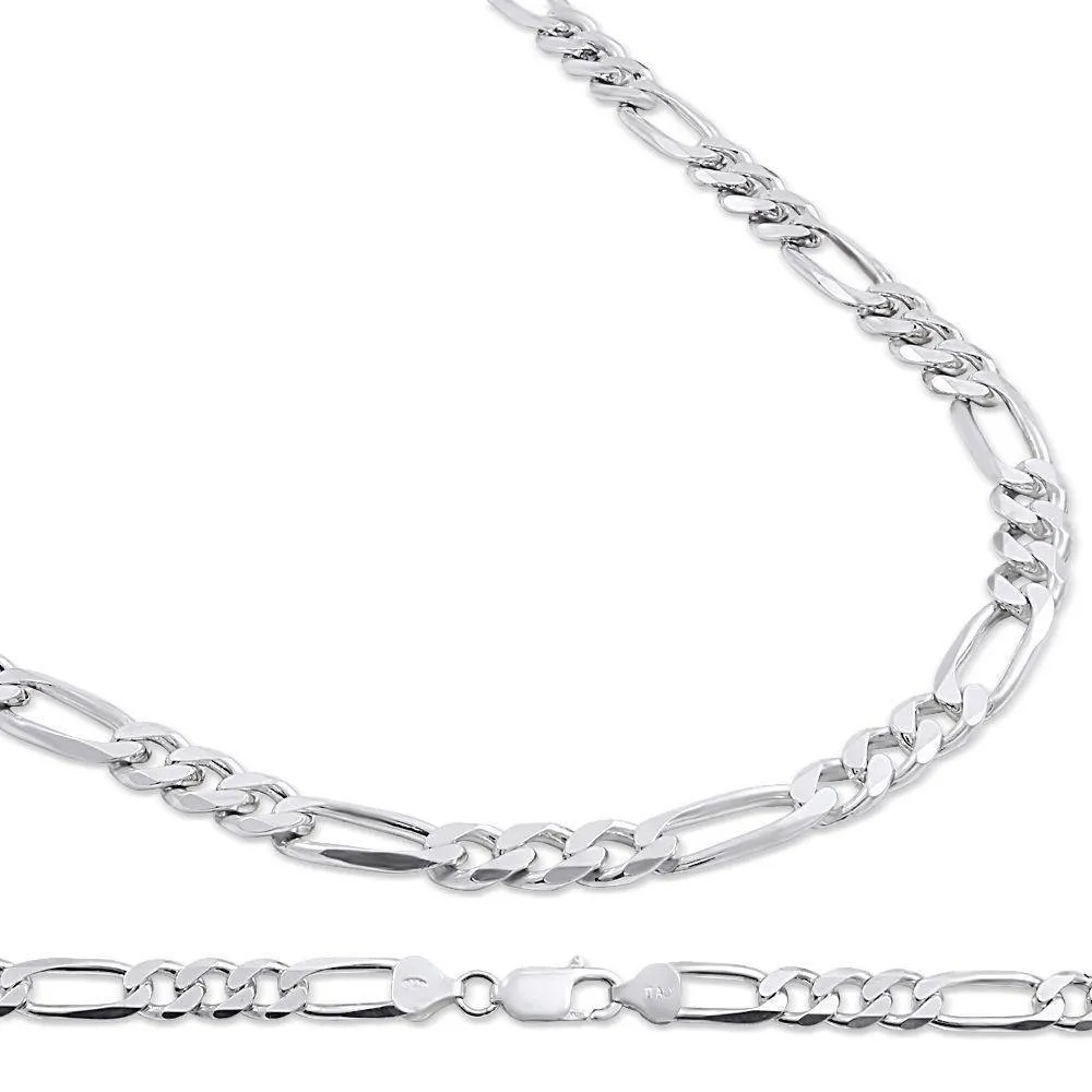 925 Enthralling Sterling Silver 7.5MM Figaro Link Chain Necklace