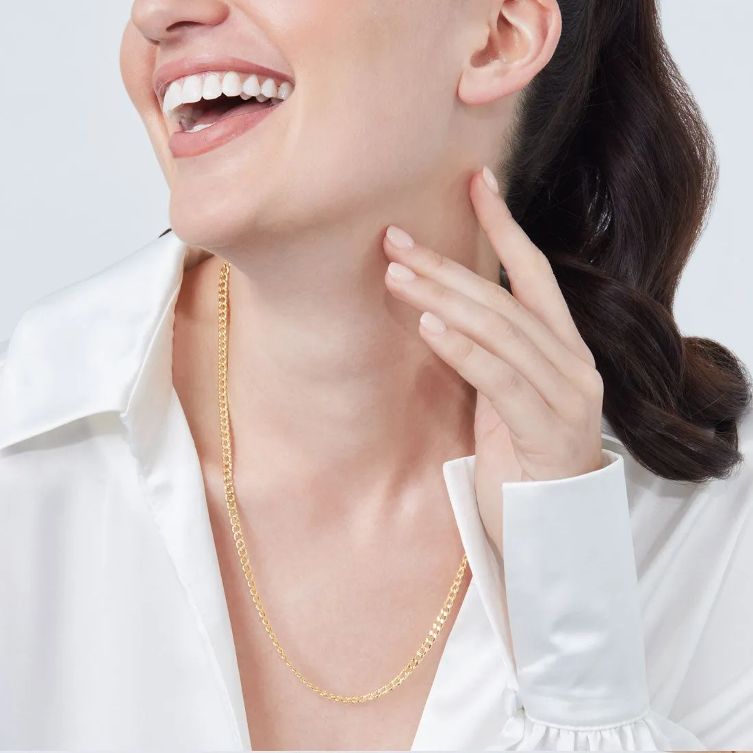 9ct Yellow Gold Open Curb 55cm Necklace