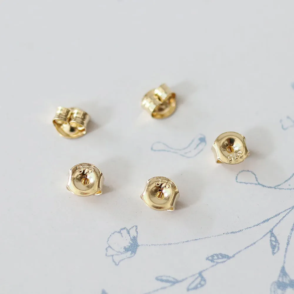 9K Solid Gold Cubic Zirconia Ear Stud Earrings Flowers Elegant Charm Jewelry