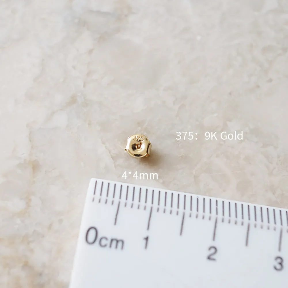 9K Solid Gold Cubic Zirconia Ear Stud Earrings Flowers Elegant Charm Jewelry