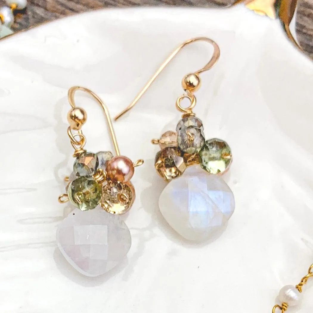 Abby Elegant Paris Neutrals Cluster Earrings