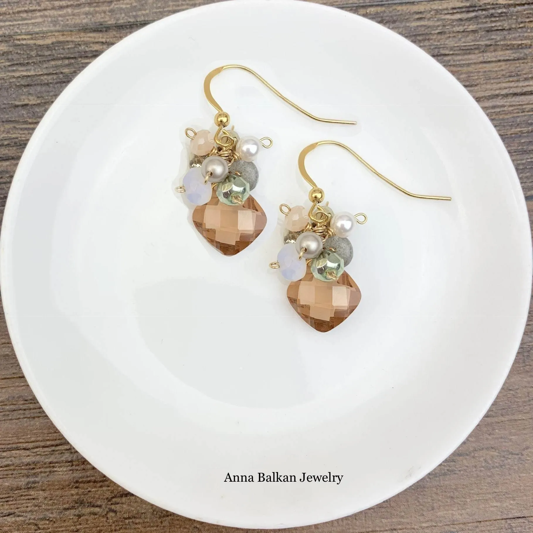 Abby Elegant Paris Neutrals Cluster Earrings